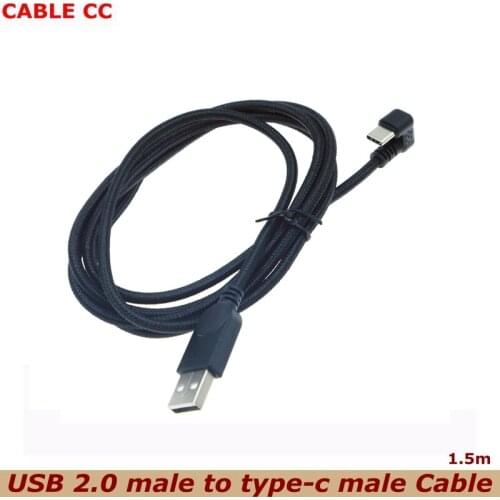 1.5m Elbow 180 Degree Type C to USB 2.0 Cell Phone Game Data Fast Charging Cable for Android Phones and Tablets Adapter Cable