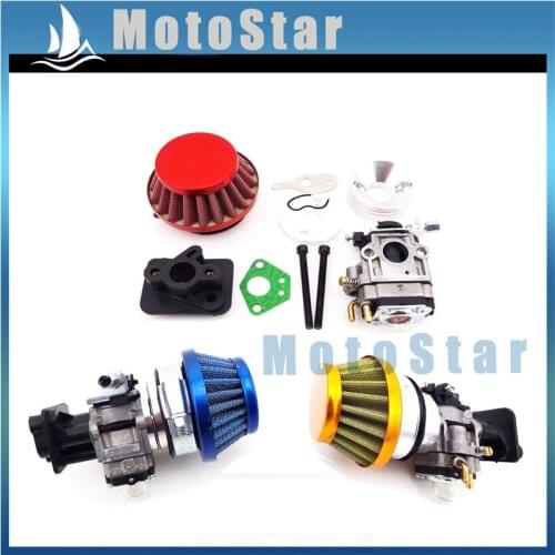 15mm Carburetor Carb + 44mm Air Filter + Alloy Stack + Manifold For 2 Stroke 33cc 43cc 49cc Engine Goped EVO Gas Scooter
