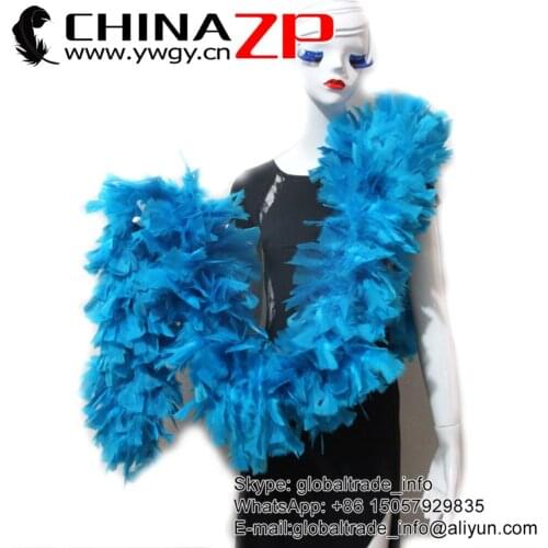 Leading Supplier CHINAZP Feathers Bulk Turquoise Blue Turkey Flat Boa 150Grams for Brazil Carnival Costumes