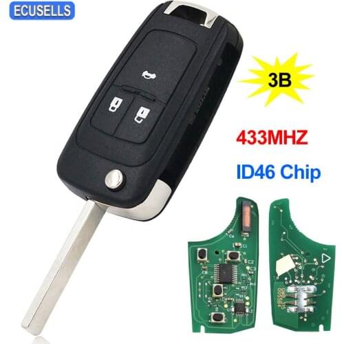 3 Button Flip Full Complete Key Smart Car Key Folding Remote Key for Chevrolet Cruze Aveo Orlando 433MHz ID46 Chip Uncut Blade