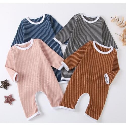 Newborn Baby Spring Autumn Clothing Infant Baby Boy Girl Cotton Romper Knitted Jumpsuit Solid Clothes Warm Outfit
