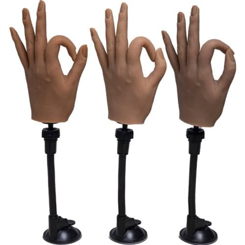 High Simulation Silicone Hand Model For Nail Art Practice 3D Adult Mannequin With Flexible Finger Adjustment Display With Holdle