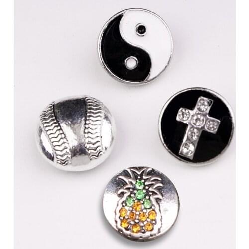 NEW Baseball cross yin yang 12mm metal snap button MS543