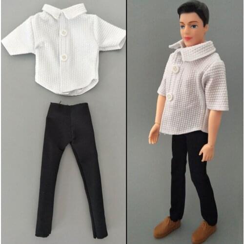 1/6 Boy Doll Clothes For Ken Doll White Shirt & Black Trousers Pants Clothes For Barbies Boyfriend Ken Prince Doll Accessories
