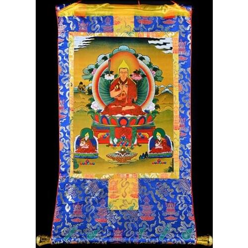 Wholesale Buddhist supplies-85CM Thang-ga Thangka- efficacious Protection Tibetan Buddhism tsongkhapa Buddha painting