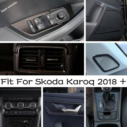 Armrest Window Lift / Glove Box Sequins / Door Handle Bowl / Gear Shift Panel / Air AC Cover Trim For Skoda Karoq 2018 - 2020