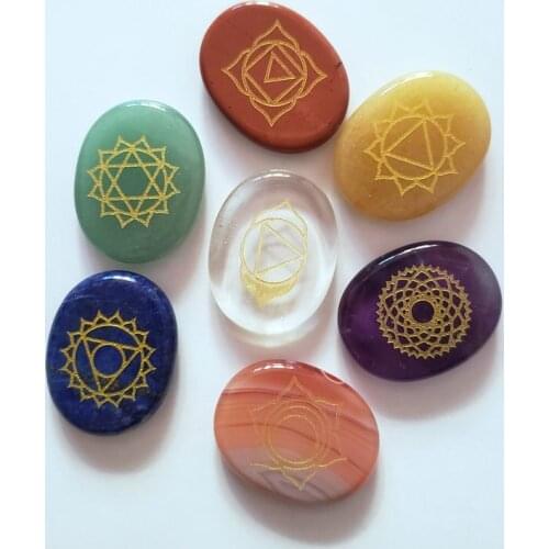 Natural Stone carved Chakra Pendants Oval Shape purple Crystal Quartz lapis Choker Reiki 7 Chakra Stone Pendant Necklace no hole