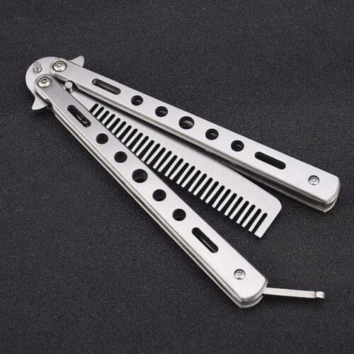 Butterfly Comb Stainless Folding Steel Training Comb Outdoor Camping Blunt Tool