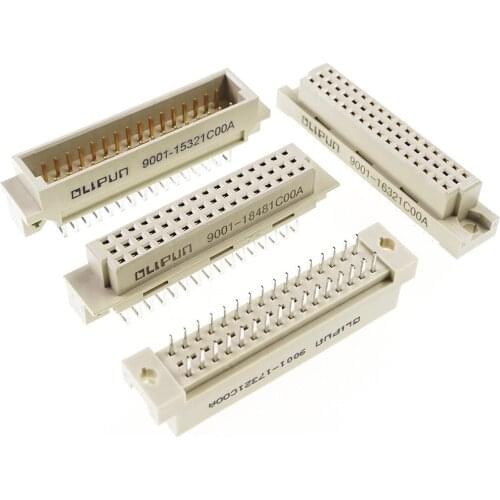 100pcs DIN 41612 Connector 2 Rows 32 Positions Din Plug Header Male Pins Right Angle Through Hole 2x16 32 Pin Pitch 2.54mm x5.08