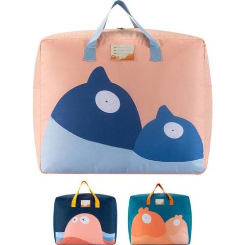 Quilt Storage Bag with Handles Portable Dual Zipper Dustproof Household Non-Woven Oxford Cloth Clothes Storage Organizer Bag