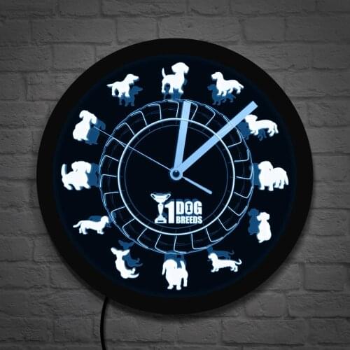 Lovely Doggie Dachshund Dog Modern LED Backlight Wall Clock Animals Hospital Wall Art Pet Store Puppy Decor Watch Dog Lover Gift