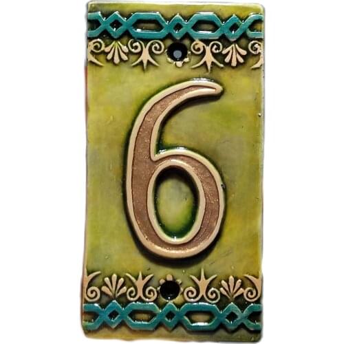 Handmade Turkish Ceramic Door Numbers House Adress Tile Numeral Gate Digits 0 to 9 Letters Outdoor Hand Painted Sign Flat Label