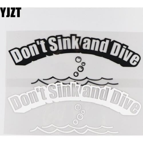 YJZT 21.4×8.1CM Don't Sink And Dive Vinyl Decal Cartoon Pattern Car Sticker Warning Sign Black/Silver 4C-0341