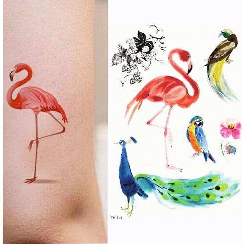 Waterproof Temporary Fake Tattoo Stickers Cool Watercolor Peacock Parrot design Body Art For Arm body