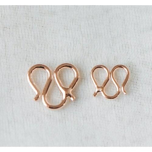 10pcs Rose Gold "W" Necklace Hook Clasp, Simple "M" Bracelet Link Bails, 8mm/ 10mm, Color Tarnish Resistant (GB-336)