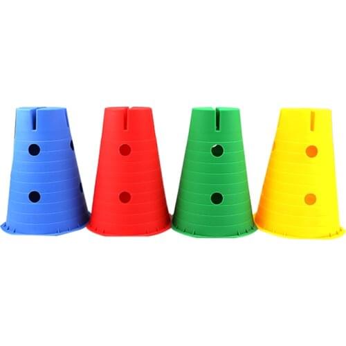 Factory high quality PE material soccer agility training Flat top mark cone with hole 32cm marker cone