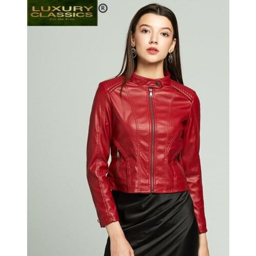 Plus Size Autumn 2021 Winter Women Leather Coat Female Rivet Biker Leather Jacket Coat Women Outerwear Female Jacket 6609