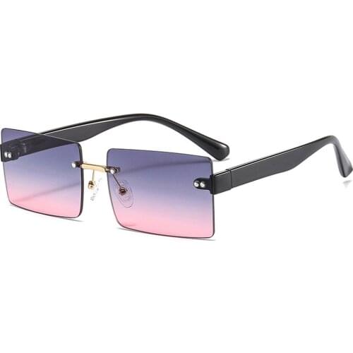 Vintage Small Square Frame Womens Sunglasses Gradient Rimless Eyeglasses Luxury Brand Design Sun Glasses Oculos Feminino UV400