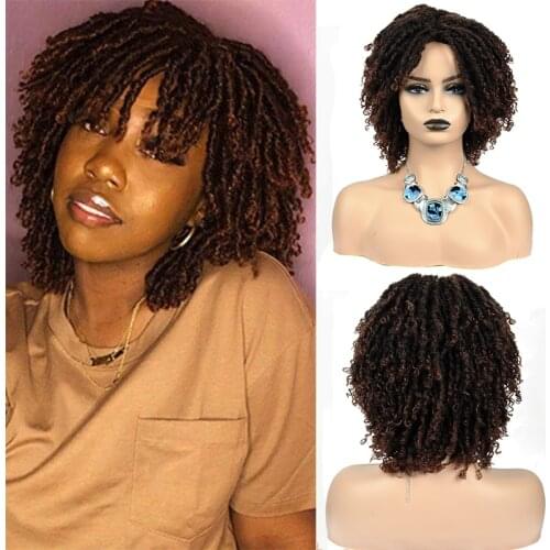 Goddess Faux Locs Crochet Hair Wig Long Dread lock Wigs for Black Women Natural Synthetic Crochet Curly Locs Braided Wigs Brown