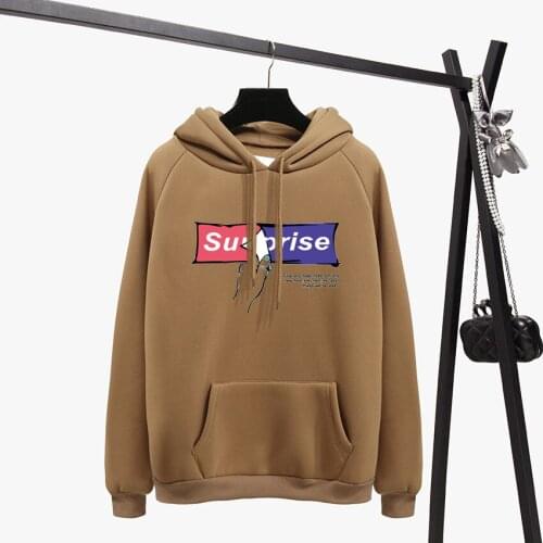 Zuolunouba Winter Fashion Women Hoodies Sweatshirt Fleece Long-sleeved Printed Letters Harajuku Double Layer Cap Female Pullover