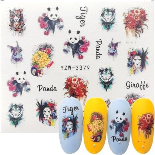 1 Sheet Creative Graffiti Nail Watermark Sticker Colourful Animal Flower Series Water Transfer Decals Manicure Foils Slider