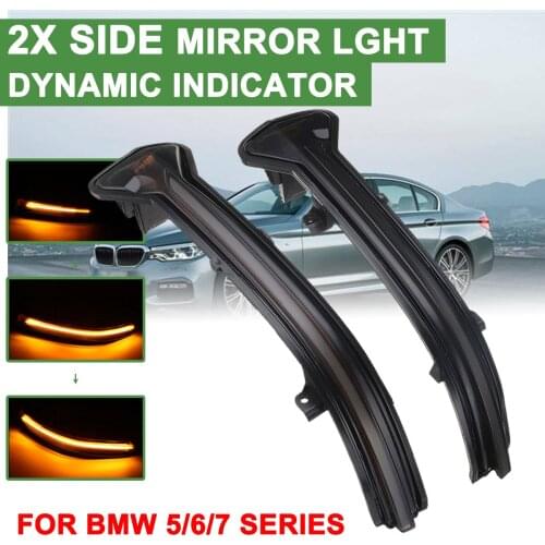 1 Pair Highlight LED Car Dynamic Turn Light Rearview Mirror Signal Lamp Yellow for BMW 5/6/7 Series G30 G31 G32 G11 G12