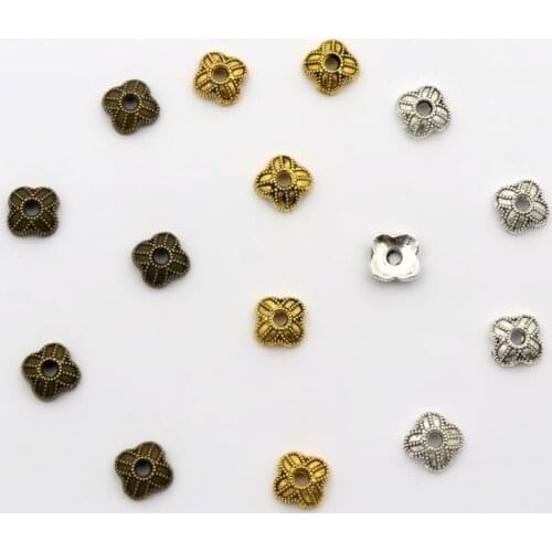 100pcs Flower 4 Panels Loose Spacer Bead Caps For Jewelry Making Finding Handmade Jewelry Diy Necklace Accessories Wholesale