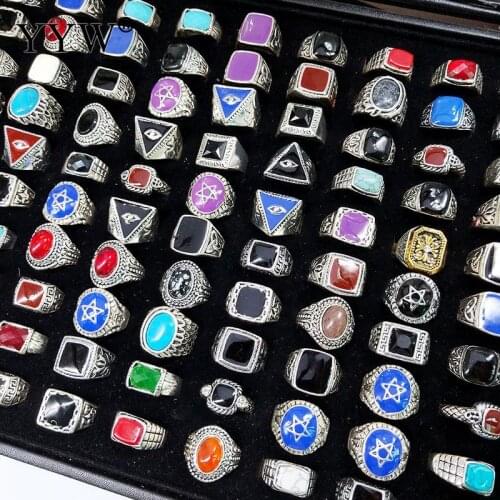 100pcs/Box Enamel Natural Stone Finger Ring For Woman Jewelry Joint Rings Hip Hop Punk Style Sold By Box For Women Rings Set