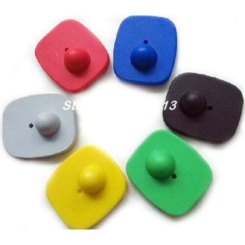 1000pcs/lot Colorful 8.2mhz EAS RF security hard tag mini square clothes tag for garment shop with 16mm nails 48*42mm