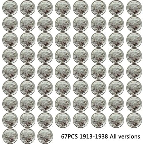 22/23/67PCS SET OF 1913-1938 Buffalo Nickel Five Cents Copy Replica Coins Commemorative Coin Souvenir Gift Collection