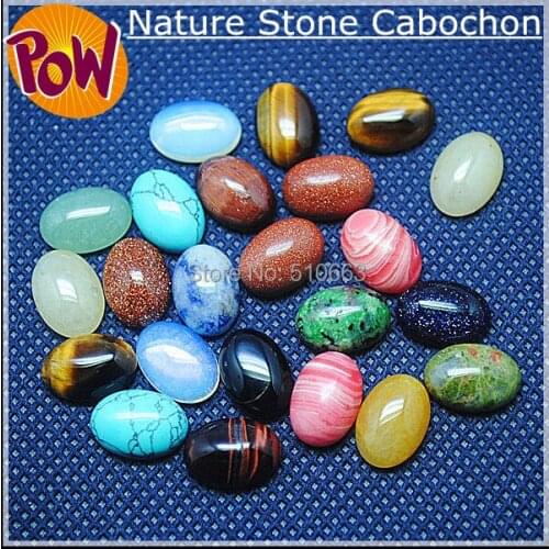 30 Pieces/ Lot Nature Gem stone Cabochon Assorted Beads Accessories Oval Shape Size 10x14mm Mix Colors