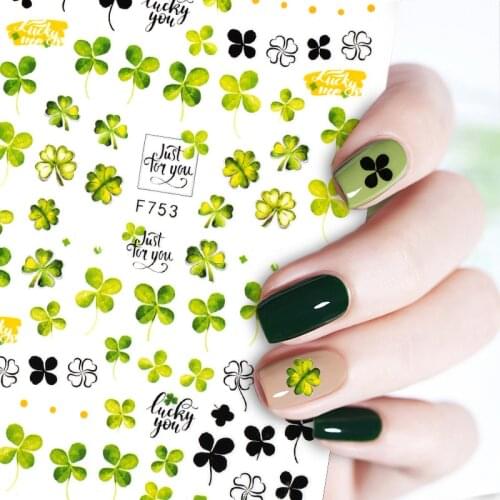 3D Nail Sticker spring and fall Theme Simple Green Marble pattern Flower Leaves Transfer Slider Paper For Nails DIY Decoration
