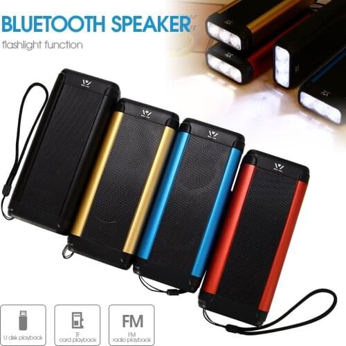 TRAVOR Bluetooth Speaker Portable Loudspeaker Stereo Sound Subwoofer with Flashlight Wireless FM Music Player for Home Outdoor