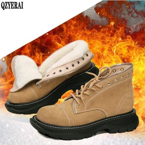 Women Winter shoe Boots 2020 New Genuine Leather Ladies Short Boots Wool Warm Non-slip Student Women Ankle Boots