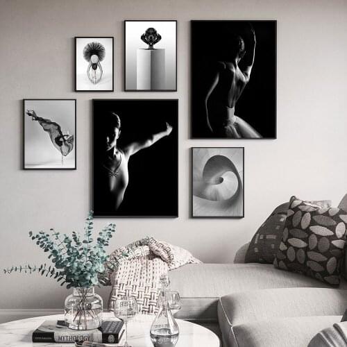 Black And White Elegant Ballet Dance Poster Prints Photo Nordic Style Girl Portrait Pictures Wall Art Home Decor Canvas Painting
