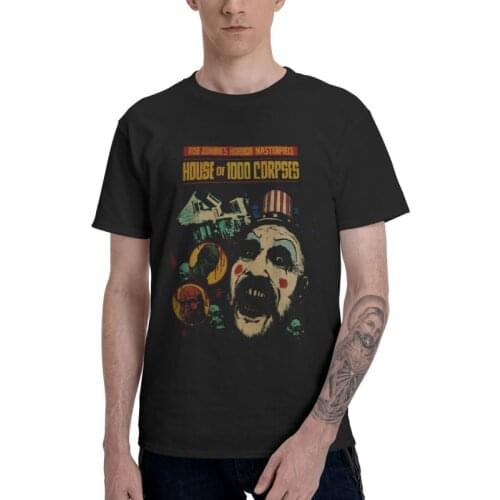 House Of 1000 Corpses Tshirt Men Graphic Tee Tops Cotton T Shirts Short Sleeve Horror Captain Spaulding T-shirt Gift Clothing