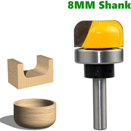 1pc 8mm Shank 1-1/8 Diameter Bowl Tray Router Bit Round Nose Milling Cutter with Bearing for Wood Woodworking