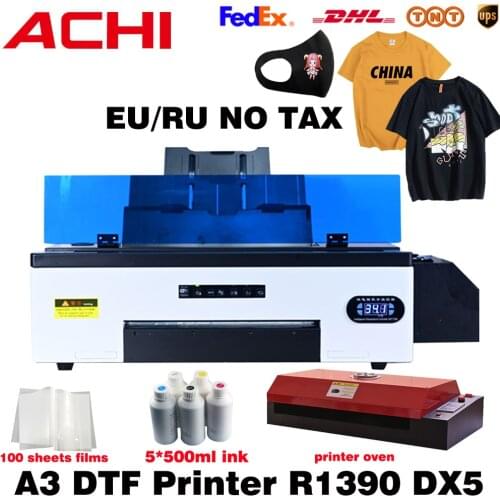 ACHI A3 DTF Printer Epson R1390 DX5 Printer Head Heat Transfer Color Print For T-shirt Hoodies Hat Transfer Film EU STOCK