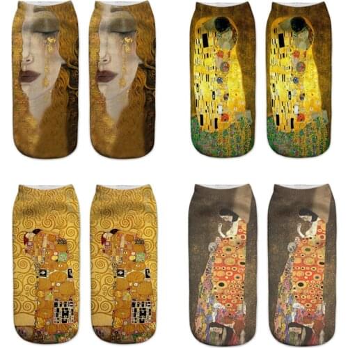 Gustav Klimt - Womens 3D Print Ankle Socks World Famous Painting Summer-A435