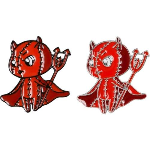HOSENG Red Demon Warrior Enamel Brooch Pin Women Man Halloween Birthday Friends Party Gift HS_614