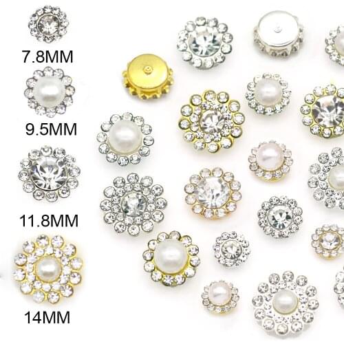 Crystal Color Round Flower Rhinestones Pearl Strass Stones Sewing On Clothes Flatback Gold Sliver Base Rhinestones DIY Beads