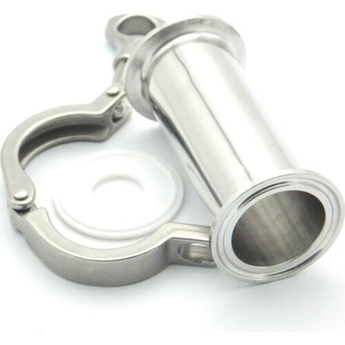 Sanitary Pipe Fitting Set 2" 51mm OD Sanitary Spool Tube 64mm Ferrule +PTFE Gasket +Tri Clamp Length 8" 204mm