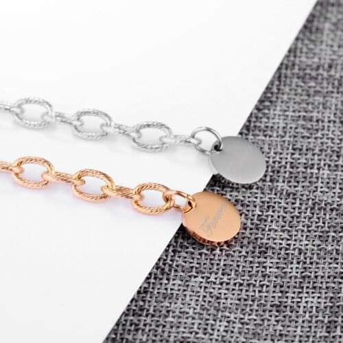 Hot Luxury Stainless Steel Silver Rose Gold Color Chain Charm Bracelet Letters Pattern Elegant Bracelets Jewelry Gift for Women