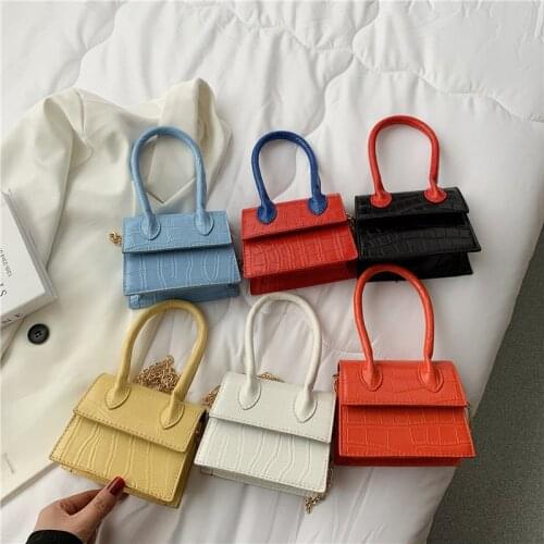 New Small PU Leather Crossbody Bags For Women Summer Crocodile Pattern Solid Color Lady Shoulder Handbags Simple Female Totes