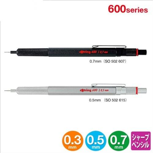 Rotring 600 Mechanical Pencil 0.5 mm 0.7 mm Professional Design Metal