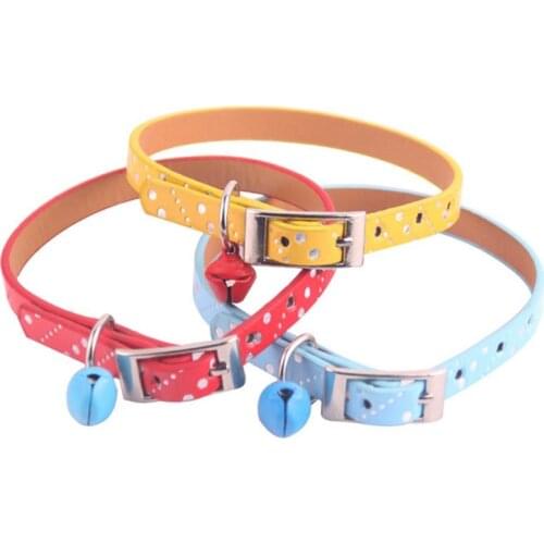 Cute Dot Printed Personalized Cat Collar Adjustable Kitten Collars With Bell Pet Cat Necklace Accessories For Gatos Random Color