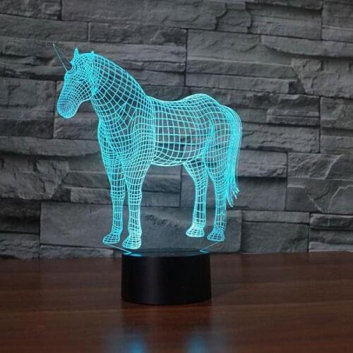 Model Acrylic Table 3d Lamp 7 color change ponies Led Nightlight Childrens room decoration 3D night light