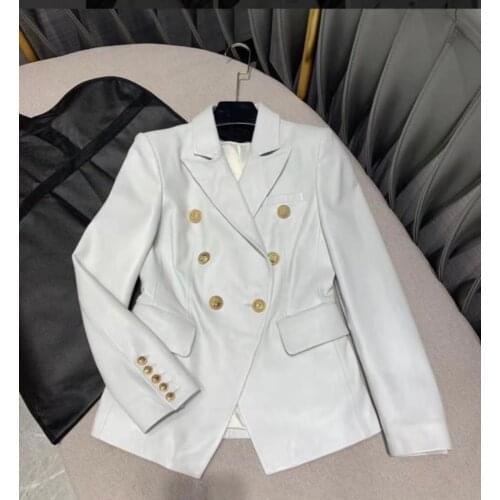 2021 fashion white gold buttons women jacket