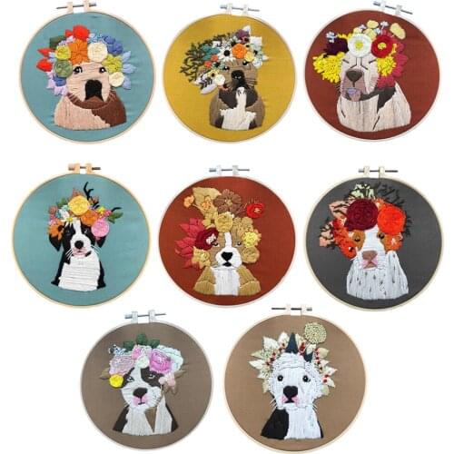 Handcraft Embroidery Starters Kit Dog Pattern DIY Needlework for Beginnners