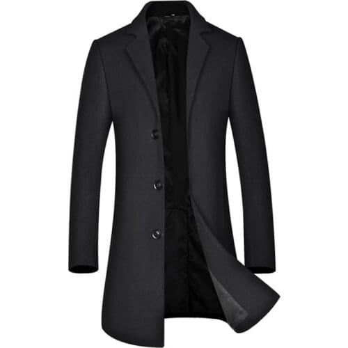 New Autumn Winter Trench Coat Men England Style Long Woolen Coat Boutique Slim Fit Windbreaker Jacket Men Overcoat